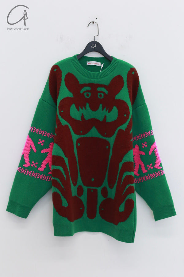 Walter van beirendonck 24 autumn and winter loose sweater WVB-5004-Comb.I Fern Green